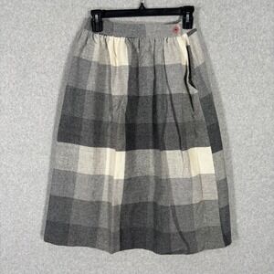 Vintage Pleated Midi Skirt Small Cream Wool 60s 70s Academia School‎ Secretary